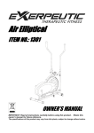 Exerpeutic Elliptical 1302 Owner`s manual
