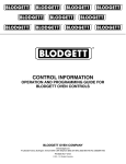 Blodgett 1400 SERIES Programming instructions