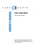 Cary Audio Design CAD-80 Mk-II Owner`s manual