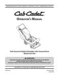 Cub Cadet CSV 050 Chipper Shredder Vacuum Operator`s manual