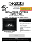 Continental Fireplaces BCDV36PTR Operating instructions
