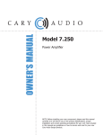 Cary Audio Design 7.250 Owner`s manual