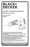 Black & Decker 20v max reciprocating saw Instruction manual