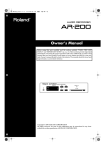 Roland AR-1000 Owner`s manual