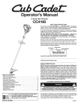Cub Cadet CC4165 Operator`s manual