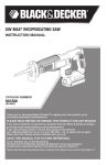 Black & Decker 20v max reciprocating saw Instruction manual