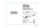 Craftsman 11218 - 5 in. Random Orbit Sander Operator`s manual