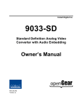 Cobalt Digital Inc 9033-SD Owner`s manual