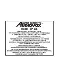 Audiovox TSP-575 Installation guide