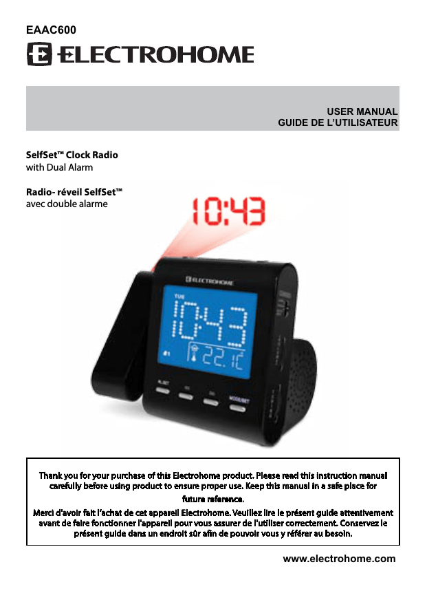 Electrohome Eaac600 User Manual - Rca Projection Alarm Clock Manual Electrohome Eaac600 User Manual - Rca Projection Alarm Clock Manual