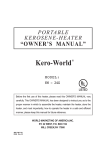 World Marketing of America Kero-World KW-11F Owner`s manual