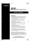 Roland HP103 Owner`s manual