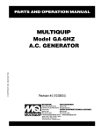 MULTIQUIP GA4.5R Specifications