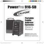Califone POWERPRO 916-SD PA916-PS Owner`s manual