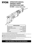 Ryobi RJ160V Operator`s manual