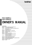 Brother FAX-1030Plus Owner`s manual