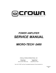 Crown MT-2400 Service manual