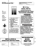 Dometic RM7732 Operating instructions