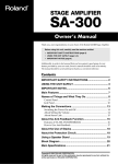 Roland SA-300 Owner`s manual