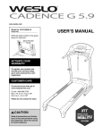 Weslo Cadence G-40 Treadmill Specifications