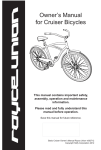 Royce Union Cruiser bicycles Owner`s manual