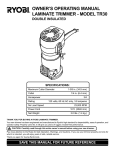 Ryobi TR30 Specifications