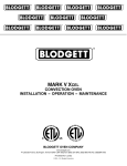 Blodgett Mark V XCEL Specifications