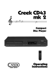 Creek Audio CD43 mk 2 Operating instructions