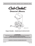 Cub Cadet CS 3310 Chipper Shredder Operator`s manual