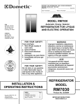 Dometic RM7030 Operating instructions