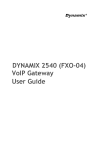 Dynamix DW 2 FXO User guide