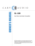 Cary Audio Design SL-100 Owner`s manual