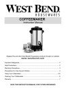 West Bend Coffeemaker Instruction manual