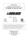 World Marketing of America DuraHeat DFA-70T User`s manual