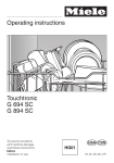 Miele TOUCHTRONIC G 894 SC Operating instructions