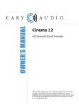 Cary Audio Design CINEMA 6 Owner`s manual