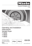 Miele T 8005  VENT ED DRYER - OPERATING AND Operating instructions