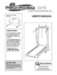Pro-Form CrossWalk GTS User`s manual