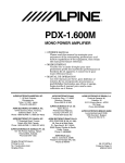 Alpine PDX-1.600M - Amplifier Owner`s manual