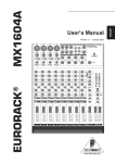 Behringer MX1604A User`s manual
