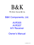 B&K AVR305 Owner`s manual