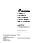 Amana EvenAir ZRTC8500 Owner`s manual