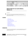 Release Notes for Cisco Cache Software, Release 3.1.1