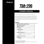 Roland TDA-700 Owner`s manual