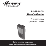 Memorex MMP8575 - 2 GB, Digital Player User`s guide