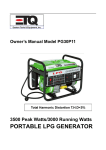 Eastern Tools & Equipment Liquid propane Portable Generator Owner`s manual