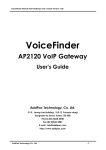 AddPac VoiceFinder AP2120 User`s guide