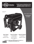Briggs & Stratton 8000 Watt Portable Generator Owner`s manual