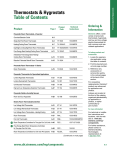 Thermostats & Hygrostats Table of Contents