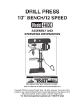 Central Machinery bench drill press Specifications